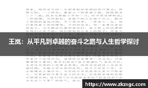 王岚：从平凡到卓越的奋斗之路与人生哲学探讨
